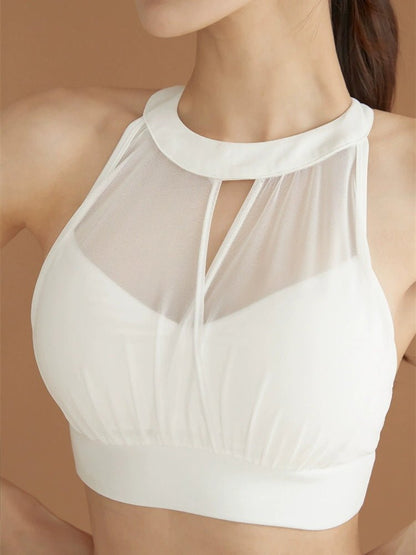 South Korea New Halterneck Mesh Beauty Back Yoga Workout Vest Drawstring Nude Feel Running Shorts Suit Quick - Drying Two - Piece Suit - WILKYs