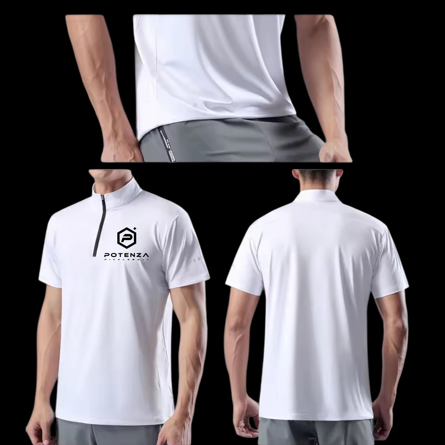 Sport Athletic Polo (Quarter Zip Collar) WHITE - WILKYs