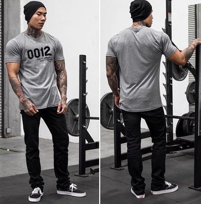 Sports Men's Short Sleeve T-shirt Muscle Fitness Clothes Training Basketball - WILKYs