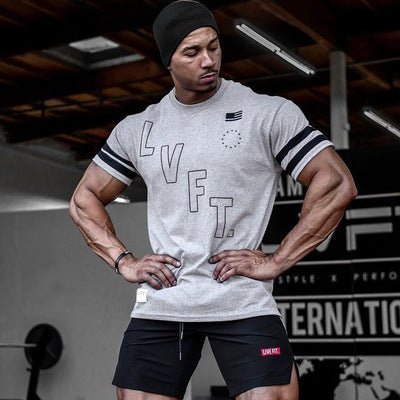 Sports Men's Short Sleeve T-shirt Muscle Fitness Clothes Training Basketball - WILKYs