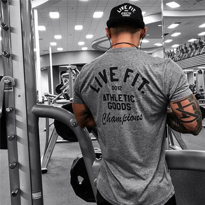 Sports Men's Short Sleeve T-shirt Muscle Fitness Clothes Training Basketball - WILKYs