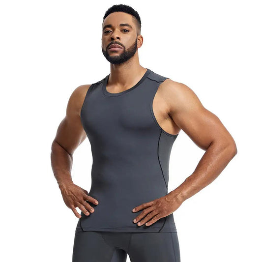 Sports Vest Men's Tight Bottoming Sleeveless Workout Clothes Violently Sweat Training Running Quick - drying - WILKYs
