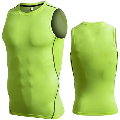 Sports Vest Men's Tight Bottoming Sleeveless Workout Clothes Violently Sweat Training Running Quick - drying - WILKYs