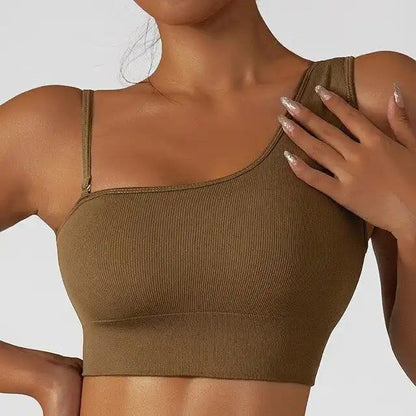 Summer Sexy Oblique Shoulder Yoga Clothes Tops - WILKYs