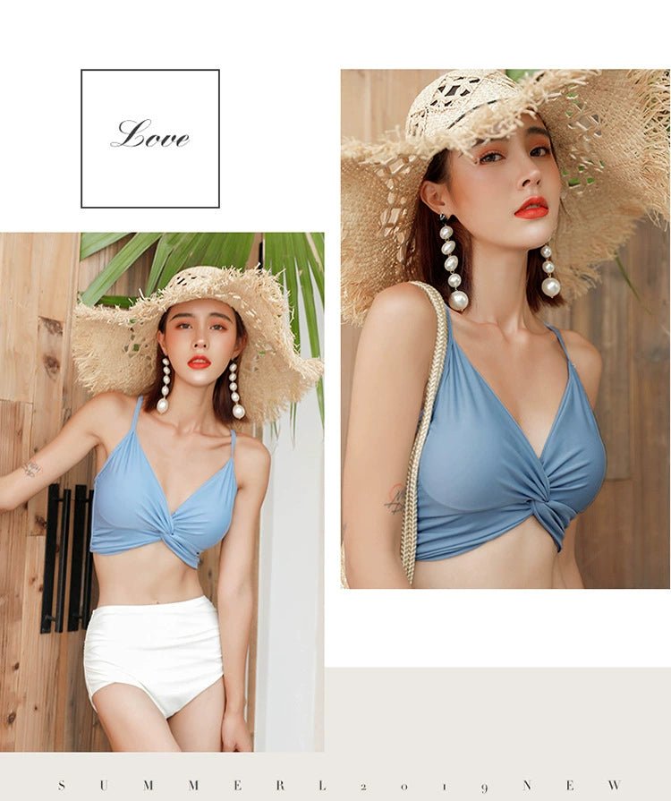 Swimsuit Female New New Two - Piece Suit Sexy Separates Bikini High Waist Cover Your Belly and Gather Your Breasts Hot Spring Swimwear - WILKYs