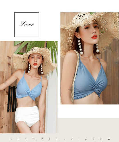 Swimsuit Female New New Two - Piece Suit Sexy Separates Bikini High Waist Cover Your Belly and Gather Your Breasts Hot Spring Swimwear - WILKYs