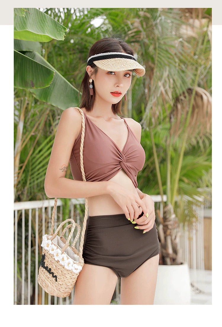 Swimsuit Female New New Two - Piece Suit Sexy Separates Bikini High Waist Cover Your Belly and Gather Your Breasts Hot Spring Swimwear - WILKYs