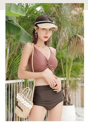 Swimsuit Female New New Two - Piece Suit Sexy Separates Bikini High Waist Cover Your Belly and Gather Your Breasts Hot Spring Swimwear - WILKYs
