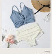 Swimsuit Female New New Two - Piece Suit Sexy Separates Bikini High Waist Cover Your Belly and Gather Your Breasts Hot Spring Swimwear - WILKYs