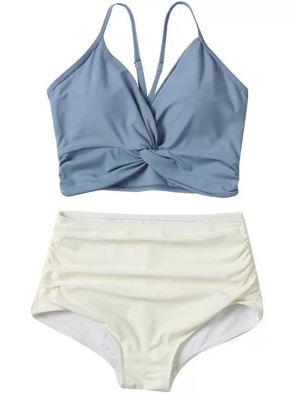 Swimsuit Female New New Two - Piece Suit Sexy Separates Bikini High Waist Cover Your Belly and Gather Your Breasts Hot Spring Swimwear - WILKYs
