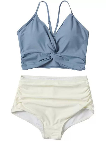 Swimsuit Female New New Two - Piece Suit Sexy Separates Bikini High Waist Cover Your Belly and Gather Your Breasts Hot Spring Swimwear - WILKYs