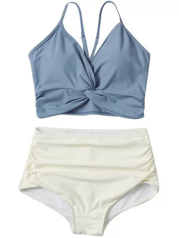 Swimsuit Female New New Two - Piece Suit Sexy Separates Bikini High Waist Cover Your Belly and Gather Your Breasts Hot Spring Swimwear - WILKYs