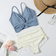 Swimsuit Female New New Two - Piece Suit Sexy Separates Bikini High Waist Cover Your Belly and Gather Your Breasts Hot Spring Swimwear - WILKYs