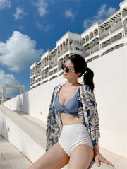 Swimsuit Female South Korea Ins Style Hot Springs Conservative Split Sexy Bikini High Waist Triangle Slimming Tummy Hiding Swimming Suit - WILKYs