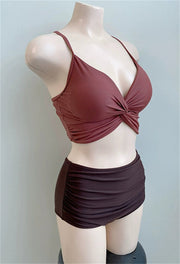 Swimsuit Female South Korea Ins Style Hot Springs Conservative Split Sexy Bikini High Waist Triangle Slimming Tummy Hiding Swimming Suit - WILKYs