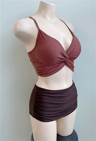 Swimsuit Female South Korea Ins Style Hot Springs Conservative Split Sexy Bikini High Waist Triangle Slimming Tummy Hiding Swimming Suit - WILKYs