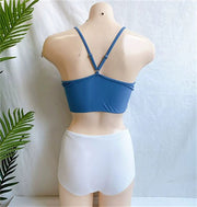 Swimsuit Female South Korea Ins Style Hot Springs Conservative Split Sexy Bikini High Waist Triangle Slimming Tummy Hiding Swimming Suit - WILKYs