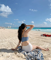 Swimsuit Female South Korea Ins Style Hot Springs Conservative Split Sexy Bikini High Waist Triangle Slimming Tummy Hiding Swimming Suit - WILKYs