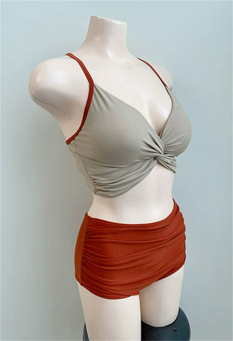 Swimsuit Female South Korea Ins Style Hot Springs Conservative Split Sexy Bikini High Waist Triangle Slimming Tummy Hiding Swimming Suit - WILKYs