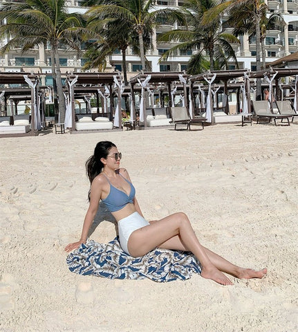 Swimsuit Female South Korea Ins Style Hot Springs Conservative Split Sexy Bikini High Waist Triangle Slimming Tummy Hiding Swimming Suit - WILKYs