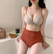 Swimsuit Female South Korea Ins Style Hot Springs Conservative Split Sexy Bikini High Waist Triangle Slimming Tummy Hiding Swimming Suit - WILKYs