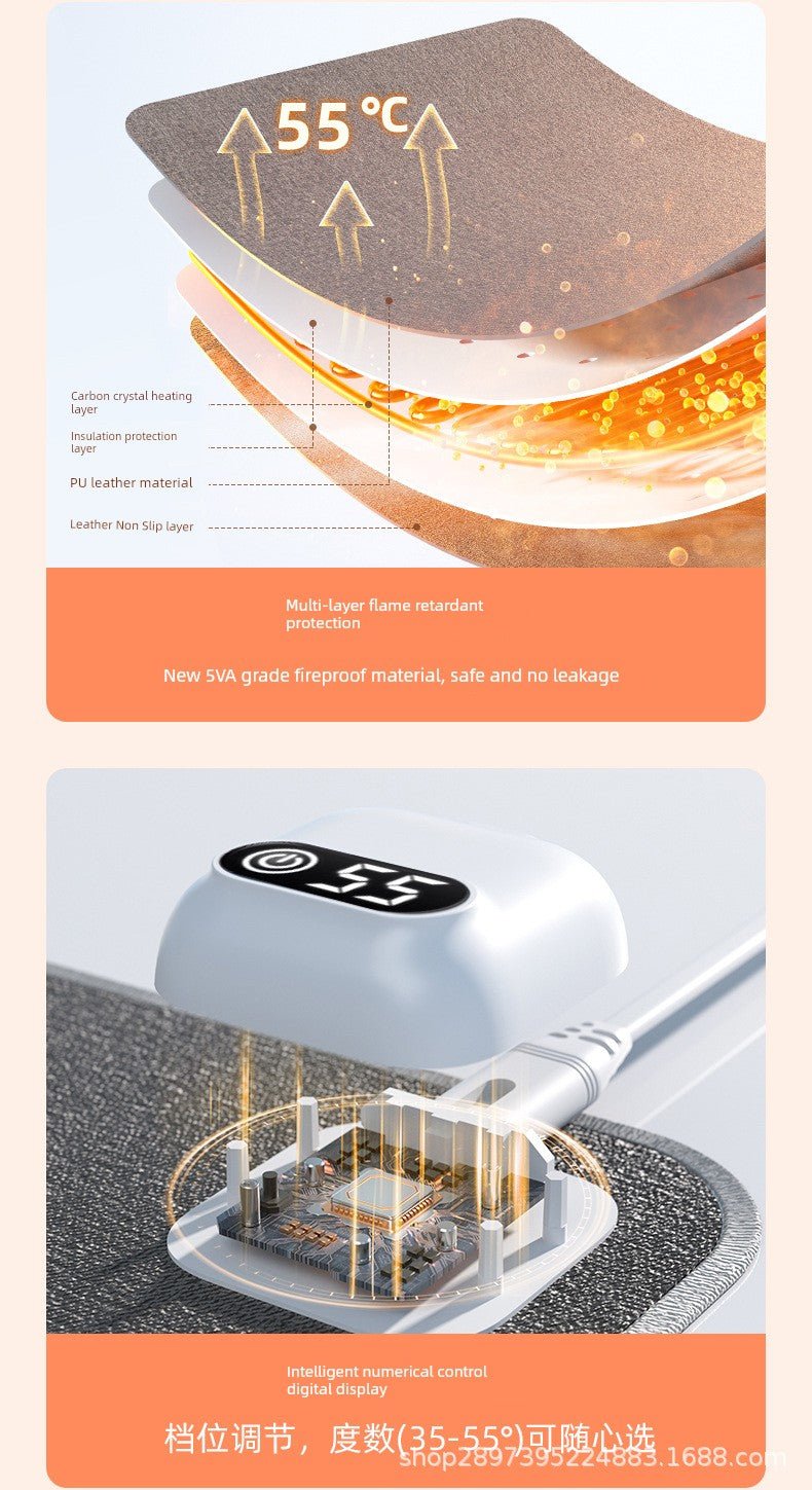 Thermostat Heating Table Mat Student Homework Large Digital Display Linen Heating Table Heating Mat Winter Waterproof Mouse Pad - WILKYs