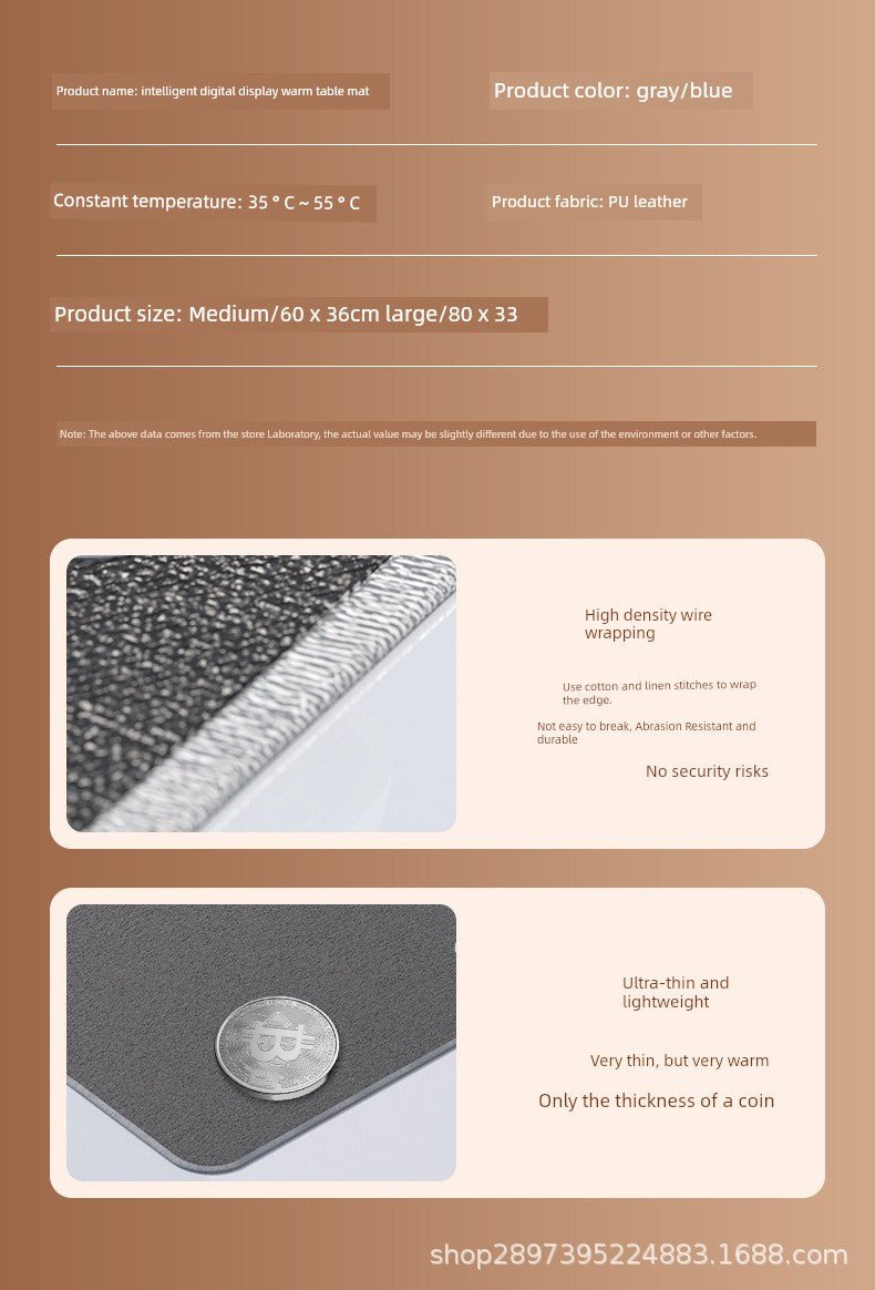 Thermostat Heating Table Mat Student Homework Large Digital Display Linen Heating Table Heating Mat Winter Waterproof Mouse Pad - WILKYs