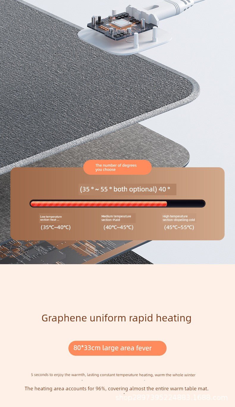 Thermostat Heating Table Mat Student Homework Large Digital Display Linen Heating Table Heating Mat Winter Waterproof Mouse Pad - WILKYs