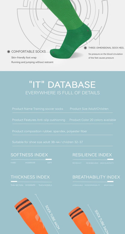 Thickened Anti - Slip Professional Soccer Football Socks for Men Long Sleeve Kids Over Knee Student Striped Sports - WILKYs