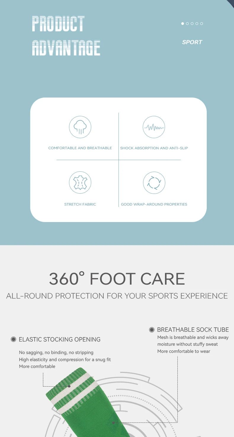 Thickened Anti - Slip Professional Soccer Football Socks for Men Long Sleeve Kids Over Knee Student Striped Sports - WILKYs