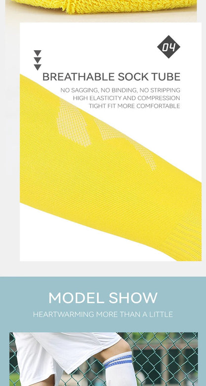 Thickened Anti - Slip Professional Soccer Football Socks for Men Long Sleeve Kids Over Knee Student Striped Sports - WILKYs