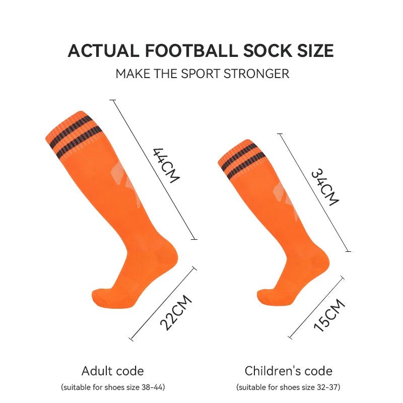 Thickened Anti - Slip Professional Soccer Football Socks for Men Long Sleeve Kids Over Knee Student Striped Sports - WILKYs
