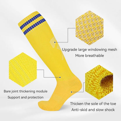 Thickened Anti - Slip Professional Soccer Football Socks for Men Long Sleeve Kids Over Knee Student Striped Sports - WILKYs