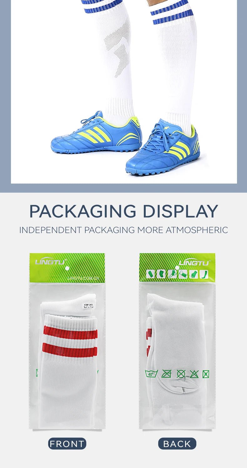 Thickened Anti - Slip Professional Soccer Football Socks for Men Long Sleeve Kids Over Knee Student Striped Sports - WILKYs