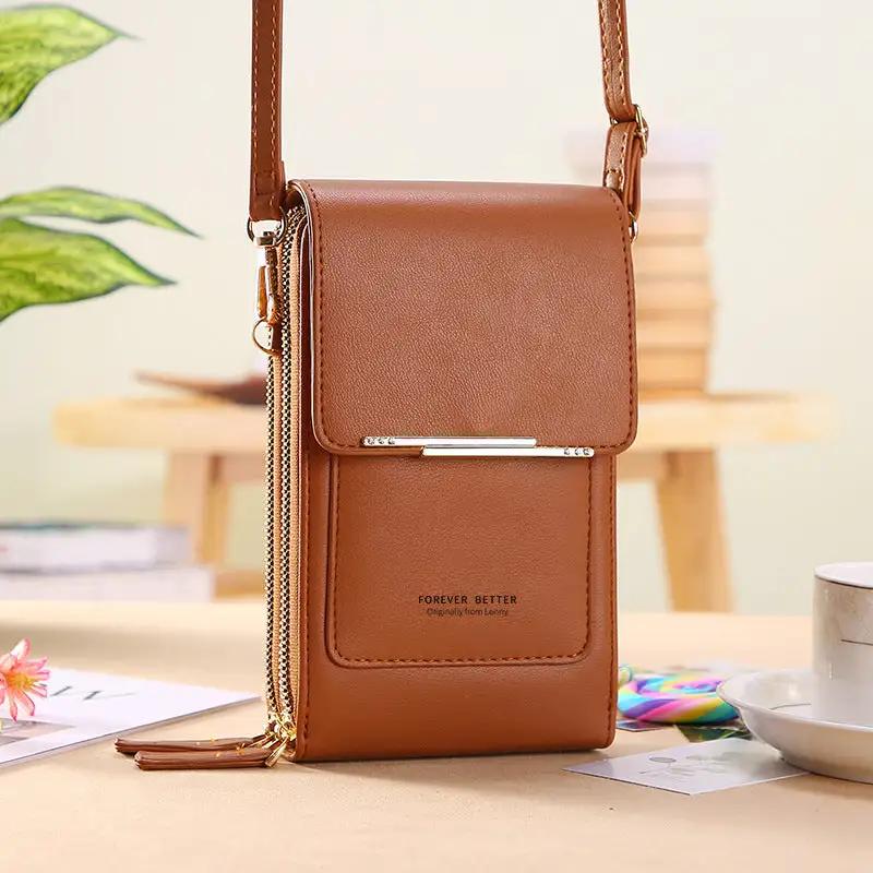 Touch Screen Mobile Phone Bag Small Crossbody Shouder Bags Women Long Wallet - WILKYs