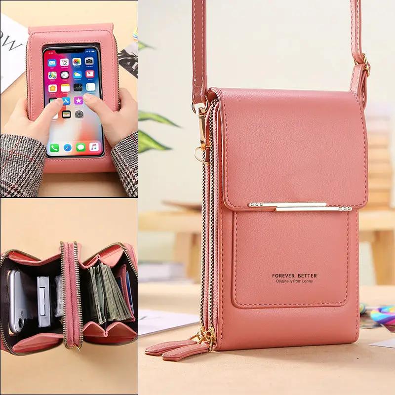 Touch Screen Mobile Phone Bag Small Crossbody Shouder Bags Women Long Wallet - WILKYs