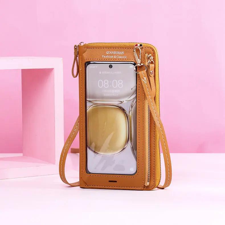 Transparent Touch Screen Mobile Phone Crossbody Bags Women Anti - theft Multifunctional Long Wallet ZIpper Shoulder Bag - WILKYs