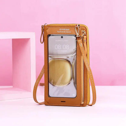 Transparent Touch Screen Mobile Phone Crossbody Bags Women Anti - theft Multifunctional Long Wallet ZIpper Shoulder Bag - WILKYs