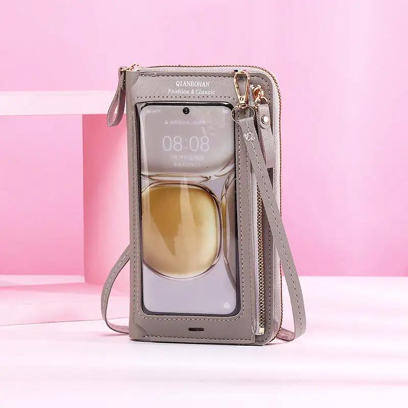 Transparent Touch Screen Mobile Phone Crossbody Bags Women Anti - theft Multifunctional Long Wallet ZIpper Shoulder Bag - WILKYs