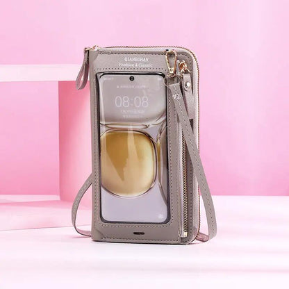 Transparent Touch Screen Mobile Phone Crossbody Bags Women Anti - theft Multifunctional Long Wallet ZIpper Shoulder Bag - WILKYs