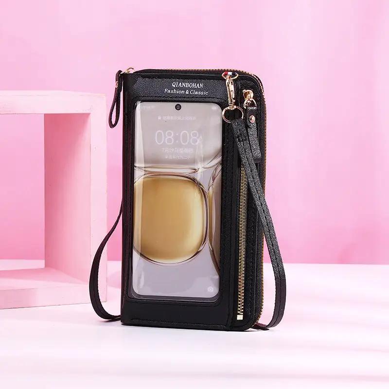 Transparent Touch Screen Mobile Phone Crossbody Bags Women Anti - theft Multifunctional Long Wallet ZIpper Shoulder Bag - WILKYs