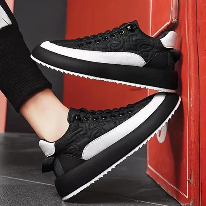 Trendy Color - blocked Sports Shoes Casual Lace Up Sneakers For Men Fashion Comfortable Versatile Thick - soled Walking Running Shoes - WILKYs