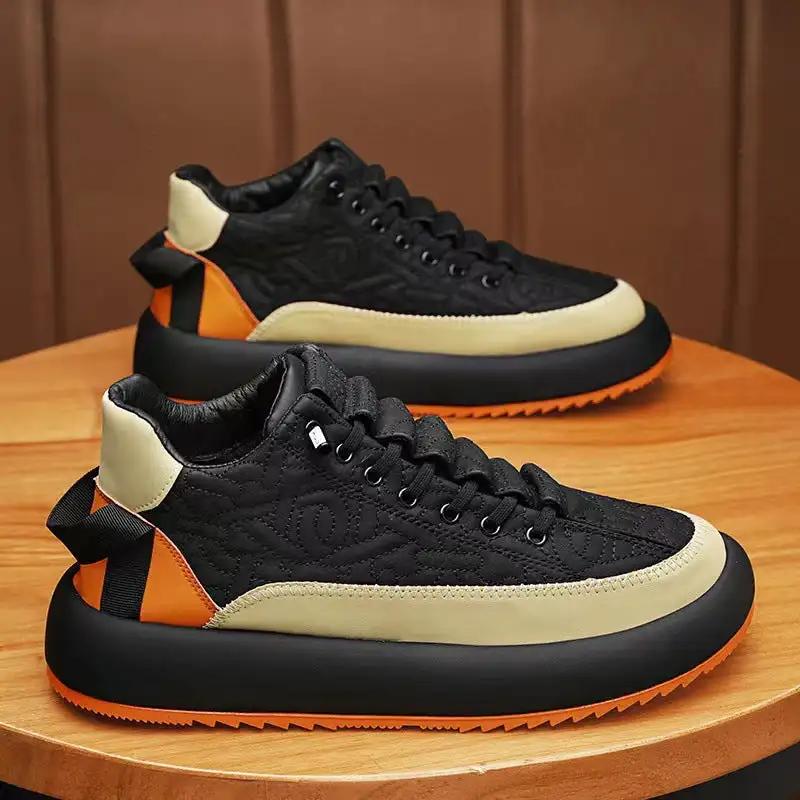 Trendy Color - blocked Sports Shoes Casual Lace Up Sneakers For Men Fashion Comfortable Versatile Thick - soled Walking Running Shoes - WILKYs