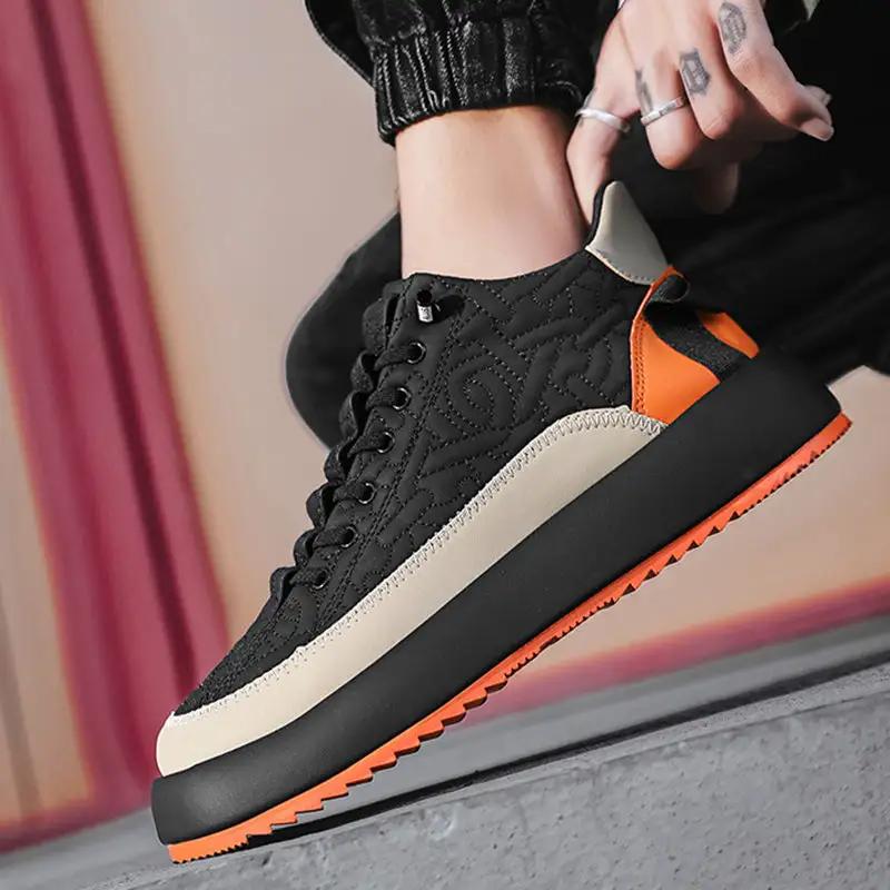 Trendy Color - blocked Sports Shoes Casual Lace Up Sneakers For Men Fashion Comfortable Versatile Thick - soled Walking Running Shoes - WILKYs
