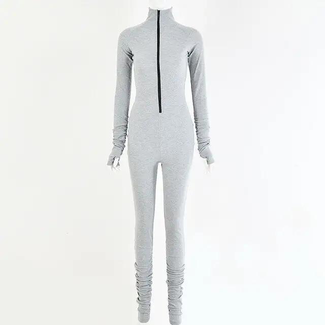 Turtleneck Gloved Sleeve Jumpsuit Leggings – Cozy Winter Activewear - WILKYs