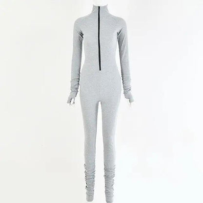 Turtleneck Gloved Sleeve Jumpsuit Leggings – Cozy Winter Activewear - WILKYs