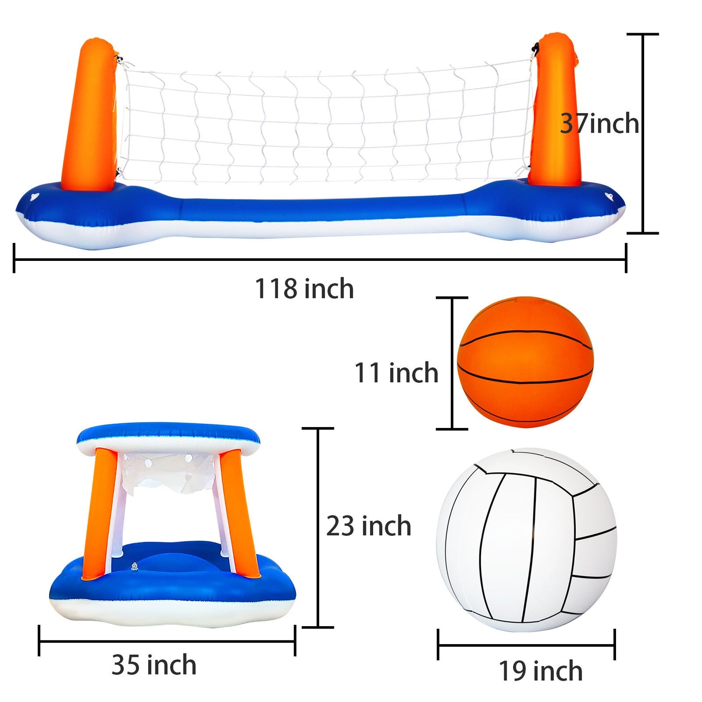 Water Volleyball Rack, Inflatable Basketball, Swimming Pool, Beach Water Games, Water Raft Ball - WILKYs