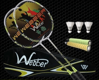 Weber Carbon Fiber Badminton Racket Double Shot Single Shot Durable Feather Shot - WILKYs