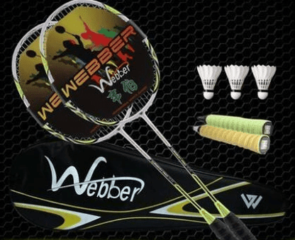 Weber Carbon Fiber Badminton Racket Double Shot Single Shot Durable Feather Shot - WILKYs