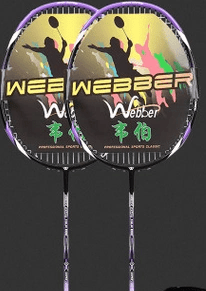 Weber Carbon Fiber Badminton Racket Double Shot Single Shot Durable Feather Shot - WILKYs
